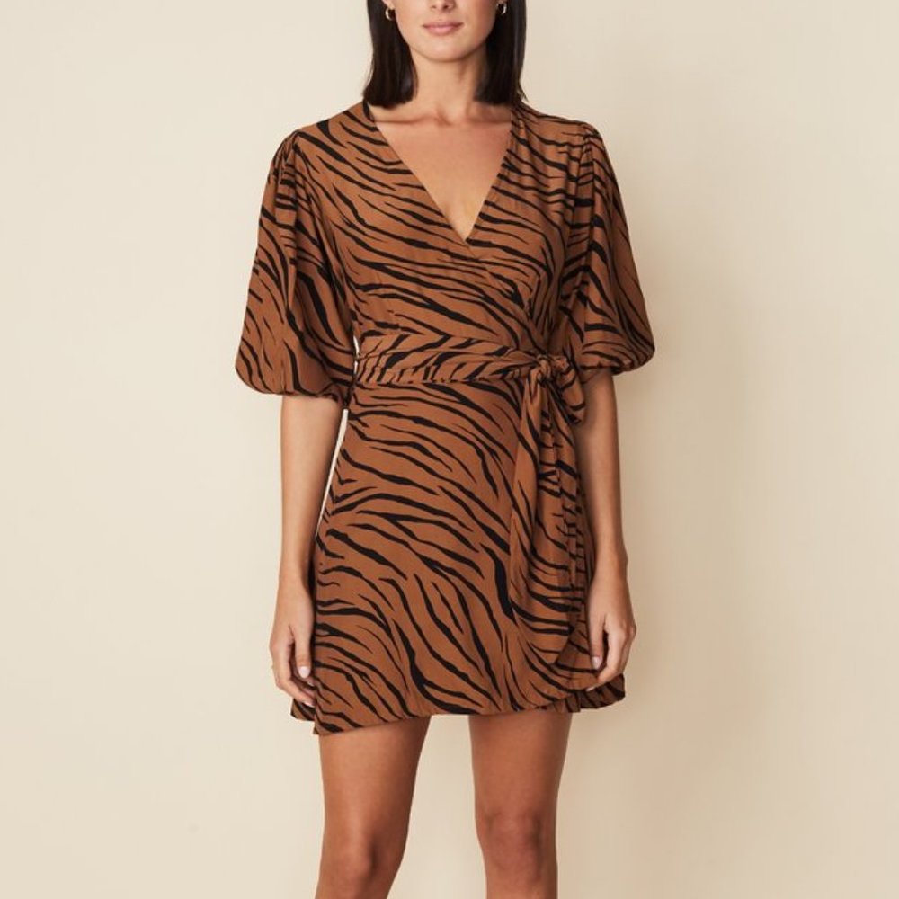 Faithfull the Brand Marissa Wrap Dress Kenya Animal Print
